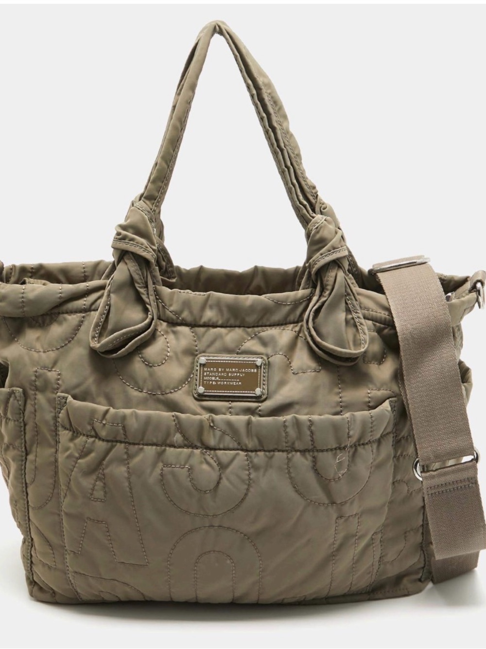 Marc Jacobs Quilted Olive Green Tote with Detachable Strap
